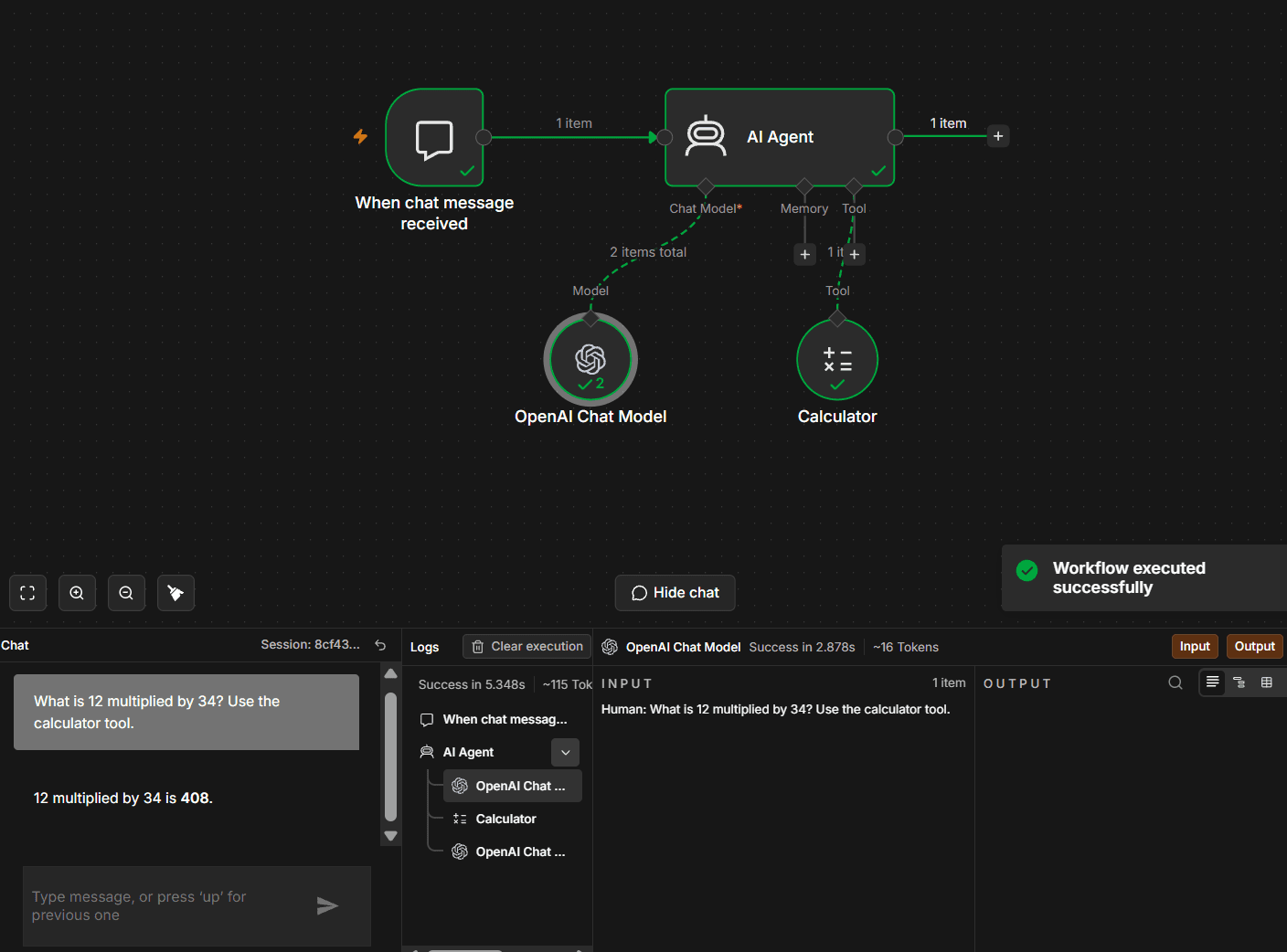 n8n AI Agent with the default OpenAI Chat Model settings answering 408 with the Calculator tool on DeepSeek-V4-Pro through DEVUP AI